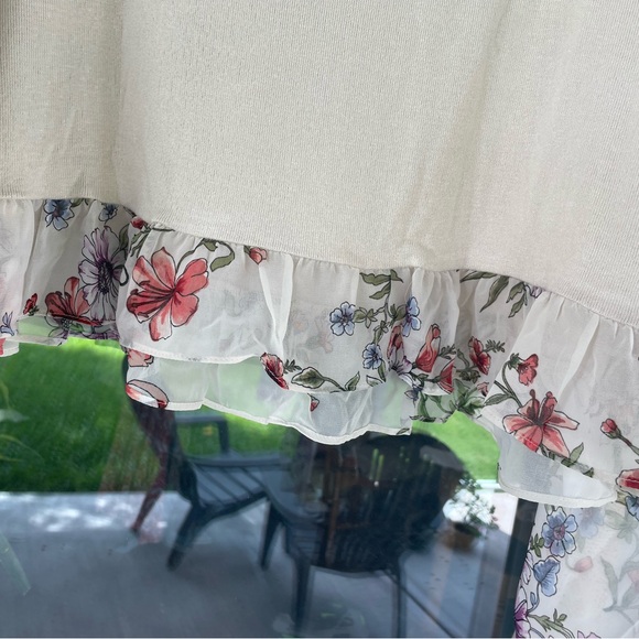 Cream Floral Sleeve Top by Cerule
Sz L . Sheer sleeve floral blue green NWT - Picture 4 of 12
